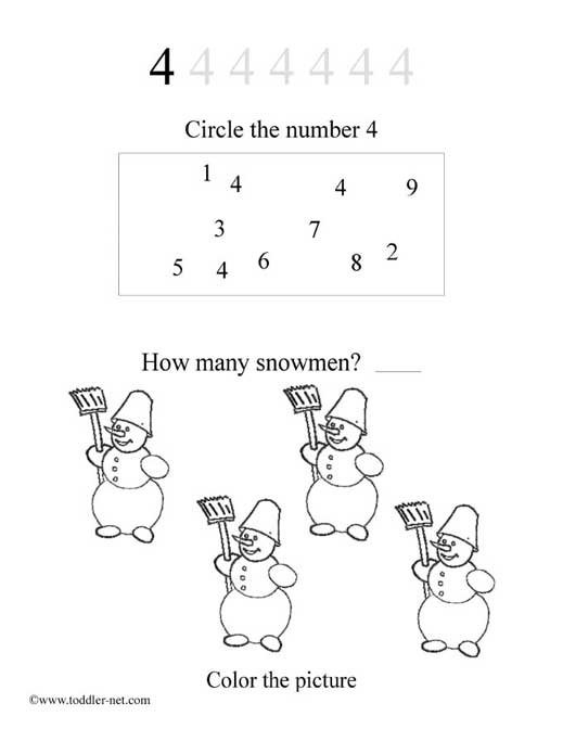 Number 4 Worksheet Printable