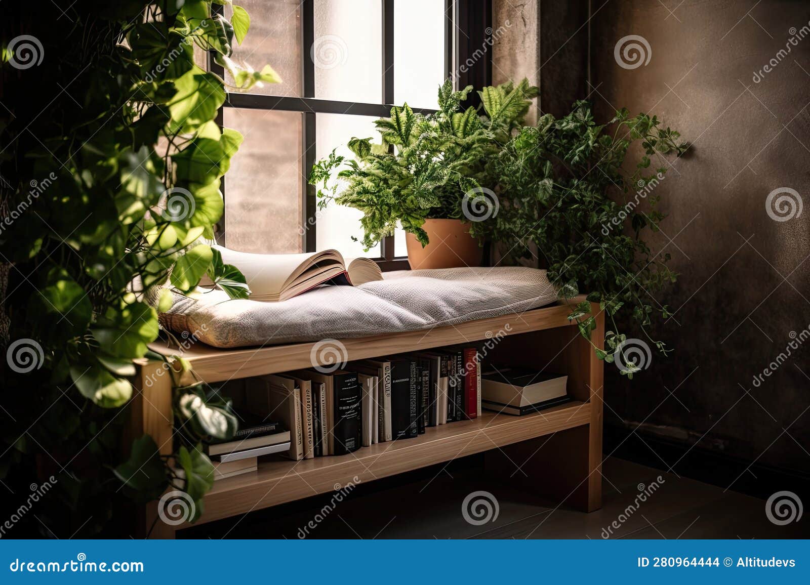 Woman Relaxing With A Book On A Wooden Bench